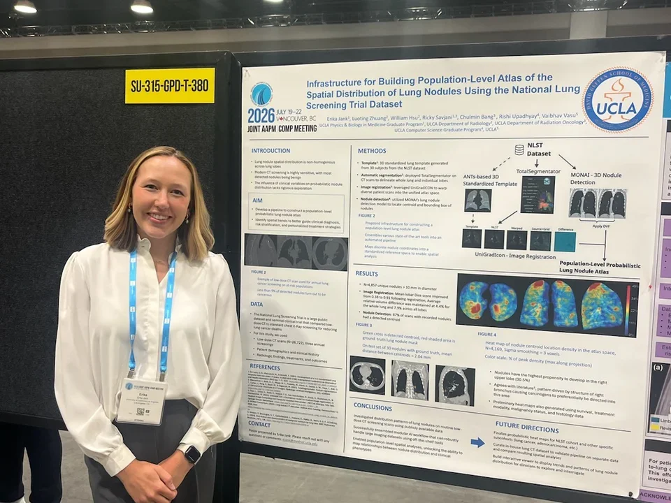 Erika presents her poster at AAPM 2026 in Vancouver.